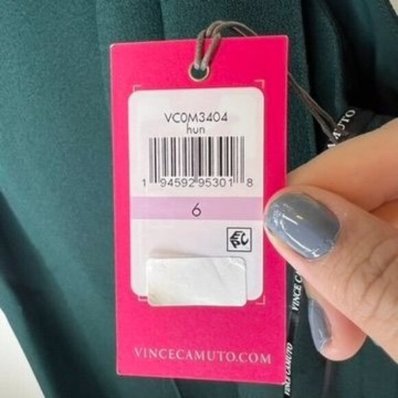 Vince Camuto Bow-Neck Sleeveless Halter Green Mini Shift Dress Size 6 NWT - Picture 5 of 8